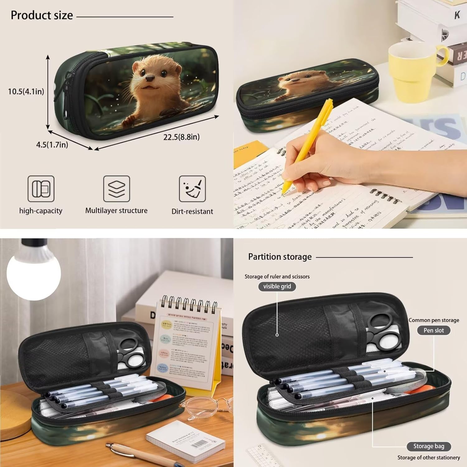 Glorowreny Otter Girls Backpack 10-12 Years Old Kawaii Animal Kids Lunch Bags for Girls Personalized Portable Water Bottle Holder with Strap 4 in 1 Casual School Daypack - Image 5