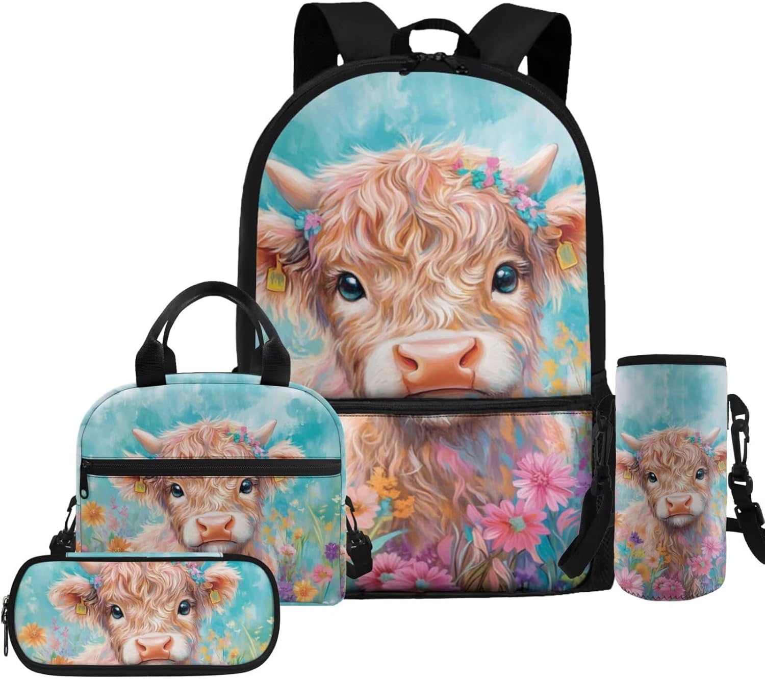 Glorowreny Otter Girls Backpack 10-12 Years Old Kawaii Animal Kids Lunch Bags for Girls Personalized Portable Water Bottle Holder with Strap 4 in 1 Casual School Daypack - Image 27