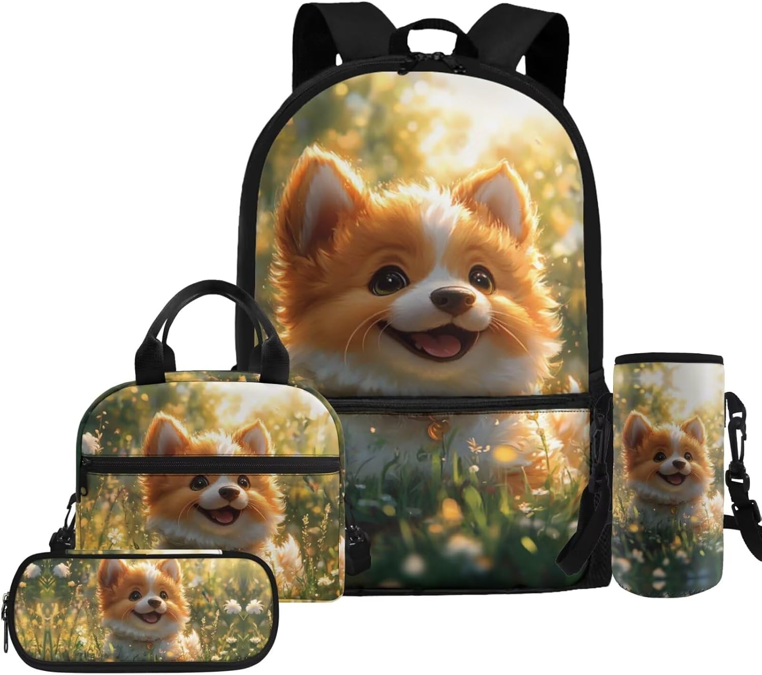 Glorowreny Otter Girls Backpack 10-12 Years Old Kawaii Animal Kids Lunch Bags for Girls Personalized Portable Water Bottle Holder with Strap 4 in 1 Casual School Daypack - Image 7