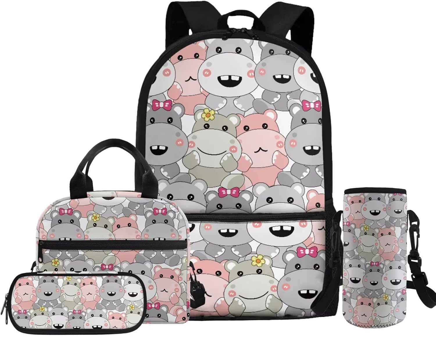 Glorowreny Otter Girls Backpack 10-12 Years Old Kawaii Animal Kids Lunch Bags for Girls Personalized Portable Water Bottle Holder with Strap 4 in 1 Casual School Daypack - Image 31