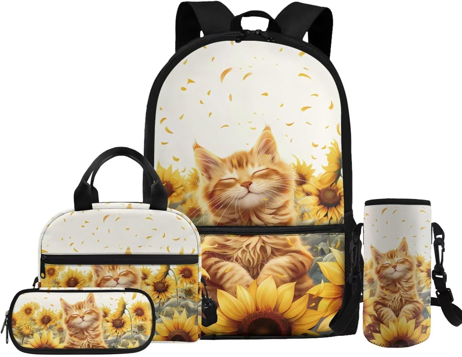 Glorowreny Otter Girls Backpack 10-12 Years Old Kawaii Animal Kids Lunch Bags for Girls Personalized Portable Water Bottle Holder with Strap 4 in 1 Casual School Daypack - Image 16