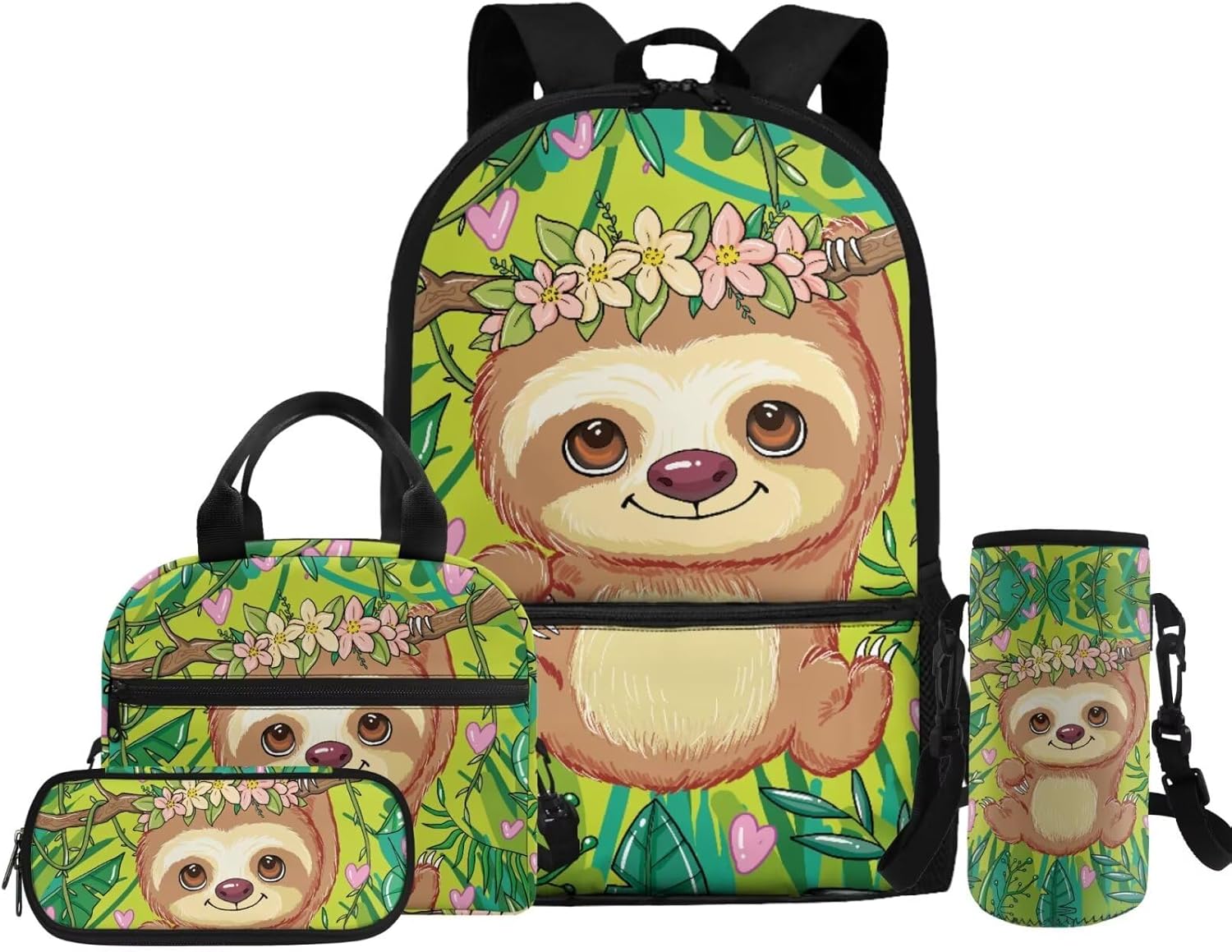 Glorowreny Otter Girls Backpack 10-12 Years Old Kawaii Animal Kids Lunch Bags for Girls Personalized Portable Water Bottle Holder with Strap 4 in 1 Casual School Daypack - Image 12