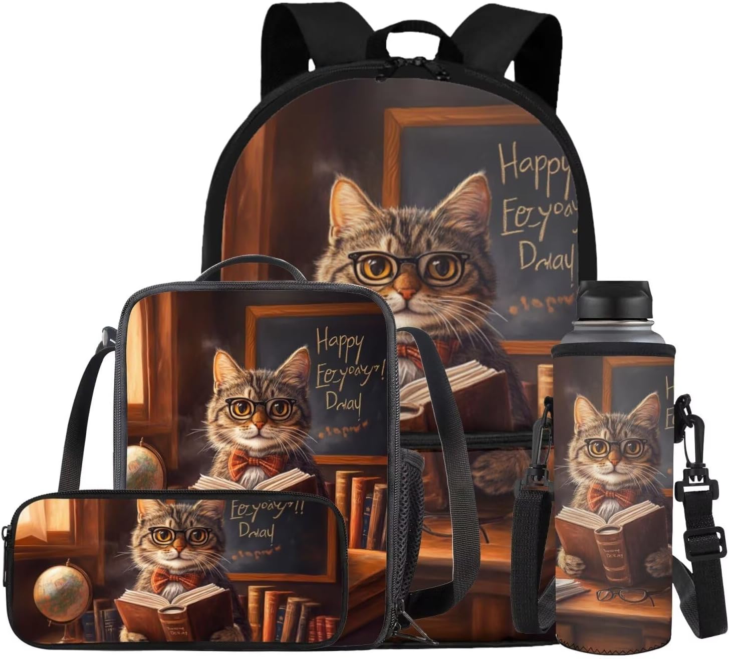 Glorowreny Penguin Backpack Kids Kawaii Animal Girls Bookbag Age 10-12 Lightweight Cute Insulated Lunch Bag Portable Water Bottle Sleeve with Strap 4 PCS Casual School Daycare Bags - Image 22