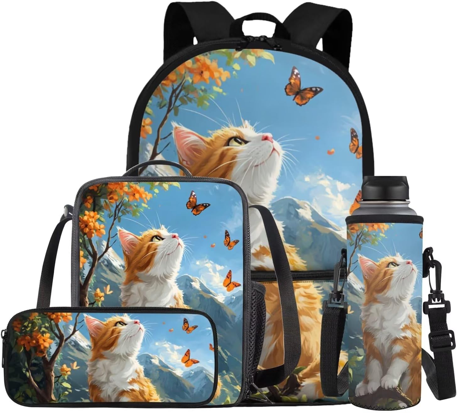 Glorowreny Penguin Backpack Kids Kawaii Animal Girls Bookbag Age 10-12 Lightweight Cute Insulated Lunch Bag Portable Water Bottle Sleeve with Strap 4 PCS Casual School Daycare Bags - Image 10