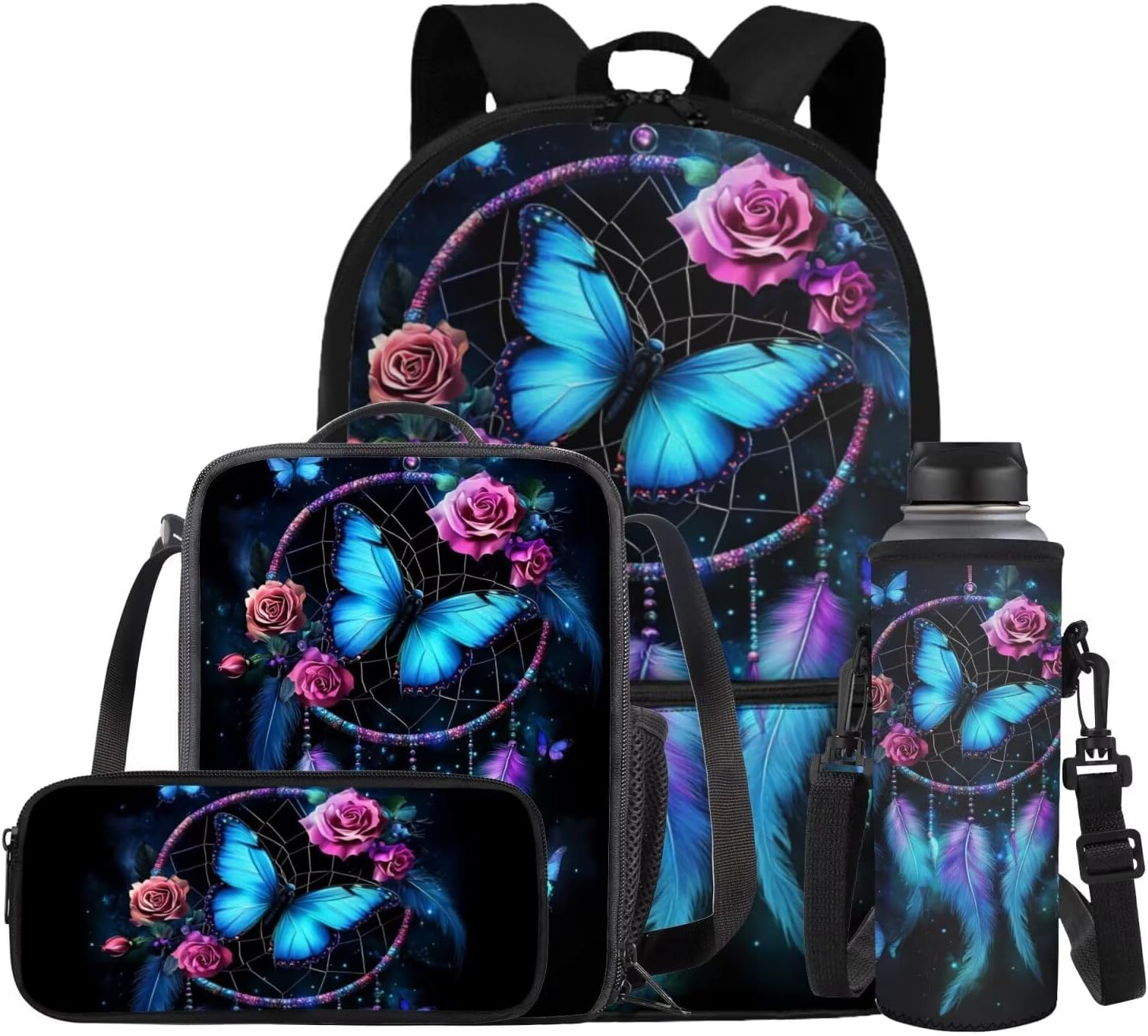 Glorowreny Penguin Backpack Kids Kawaii Animal Girls Bookbag Age 10-12 Lightweight Cute Insulated Lunch Bag Portable Water Bottle Sleeve with Strap 4 PCS Casual School Daycare Bags - Image 8