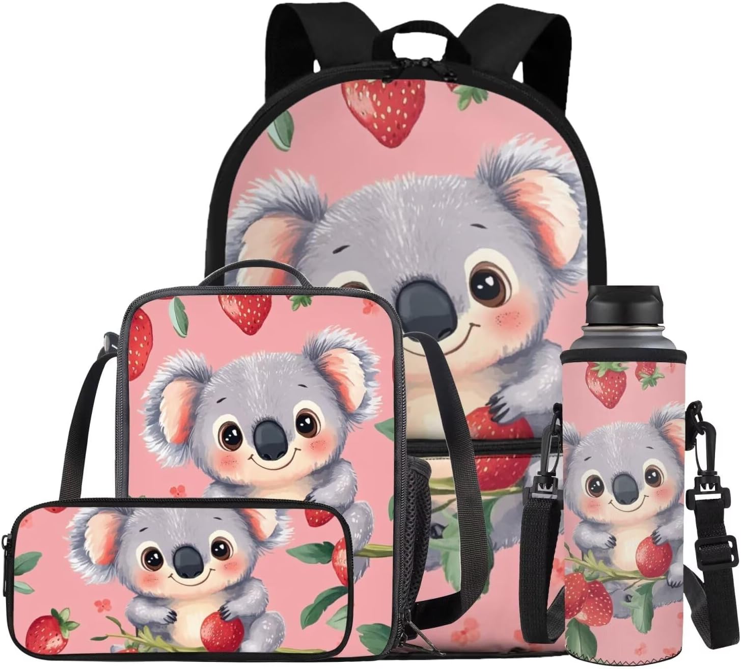 Glorowreny Penguin Backpack Kids Kawaii Animal Girls Bookbag Age 10-12 Lightweight Cute Insulated Lunch Bag Portable Water Bottle Sleeve with Strap 4 PCS Casual School Daycare Bags - Image 17