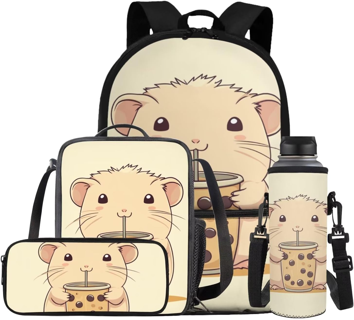Glorowreny Penguin Backpack Kids Kawaii Animal Girls Bookbag Age 10-12 Lightweight Cute Insulated Lunch Bag Portable Water Bottle Sleeve with Strap 4 PCS Casual School Daycare Bags - Image 24