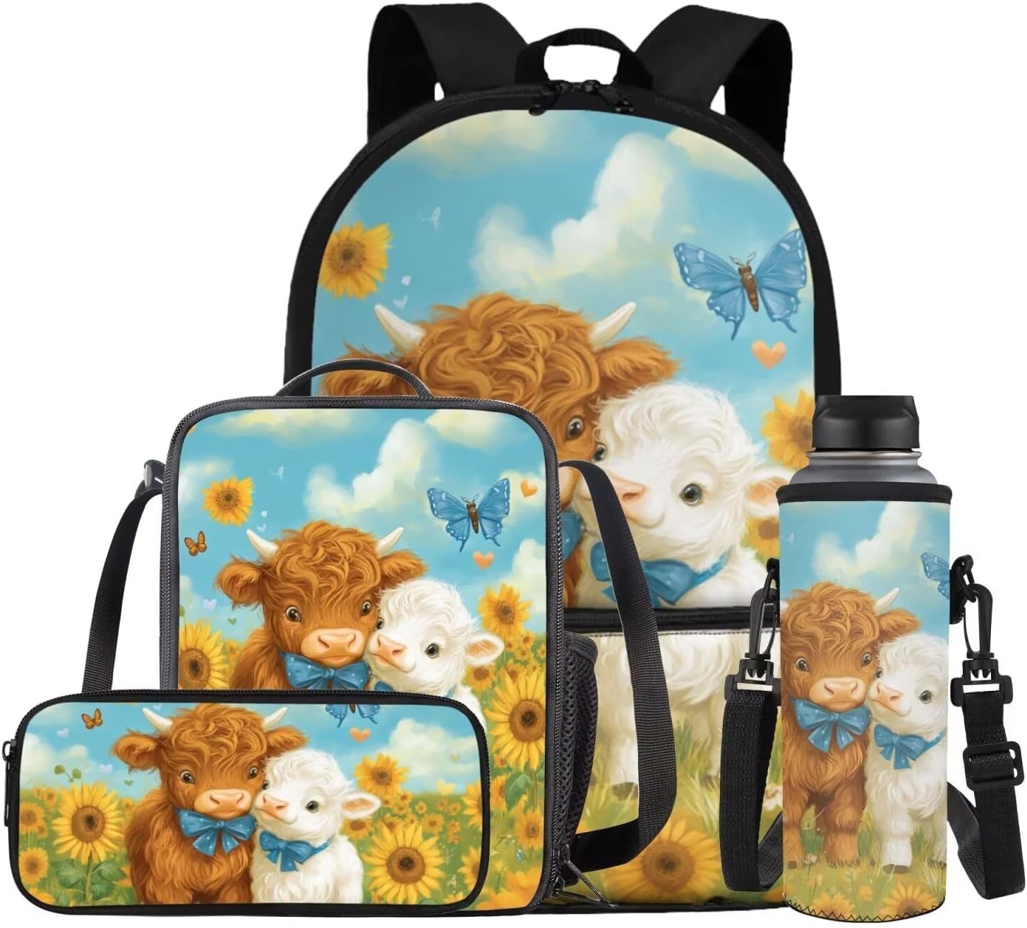 Glorowreny Penguin Backpack Kids Kawaii Animal Girls Bookbag Age 10-12 Lightweight Cute Insulated Lunch Bag Portable Water Bottle Sleeve with Strap 4 PCS Casual School Daycare Bags - Image 25