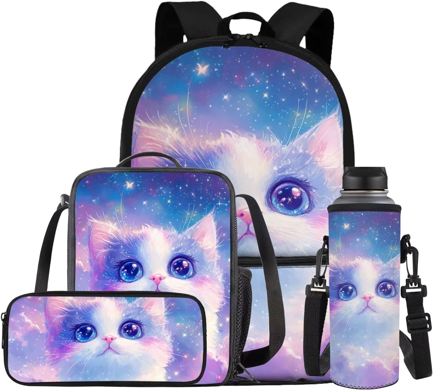 Glorowreny Penguin Backpack Kids Kawaii Animal Girls Bookbag Age 10-12 Lightweight Cute Insulated Lunch Bag Portable Water Bottle Sleeve with Strap 4 PCS Casual School Daycare Bags - Image 11