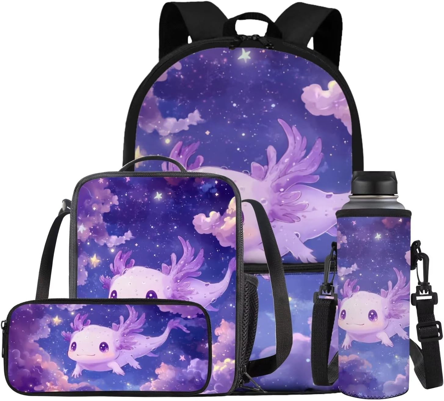 Glorowreny Penguin Backpack Kids Kawaii Animal Girls Bookbag Age 10-12 Lightweight Cute Insulated Lunch Bag Portable Water Bottle Sleeve with Strap 4 PCS Casual School Daycare Bags - Image 12