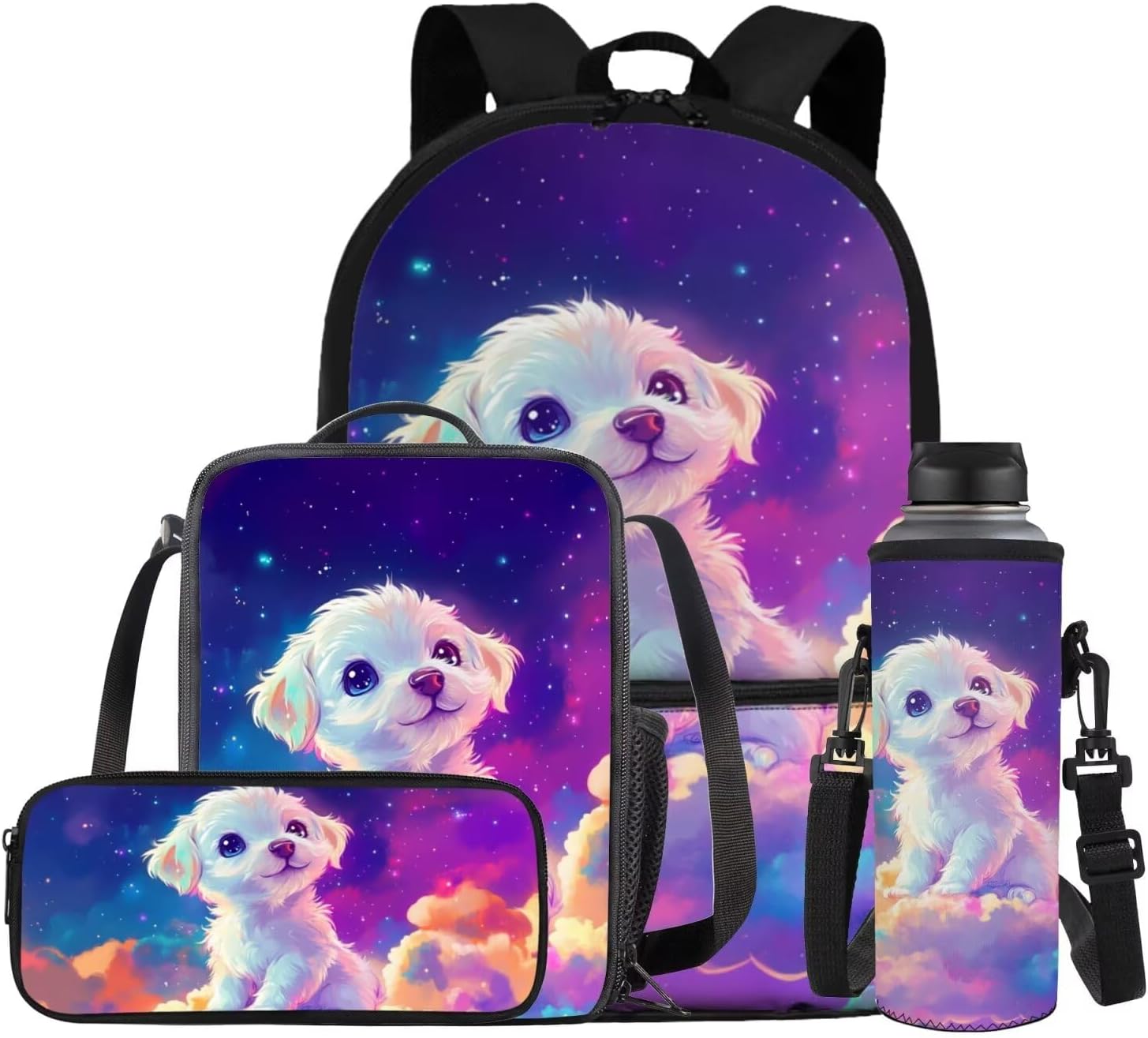 Glorowreny Penguin Backpack Kids Kawaii Animal Girls Bookbag Age 10-12 Lightweight Cute Insulated Lunch Bag Portable Water Bottle Sleeve with Strap 4 PCS Casual School Daycare Bags - Image 21