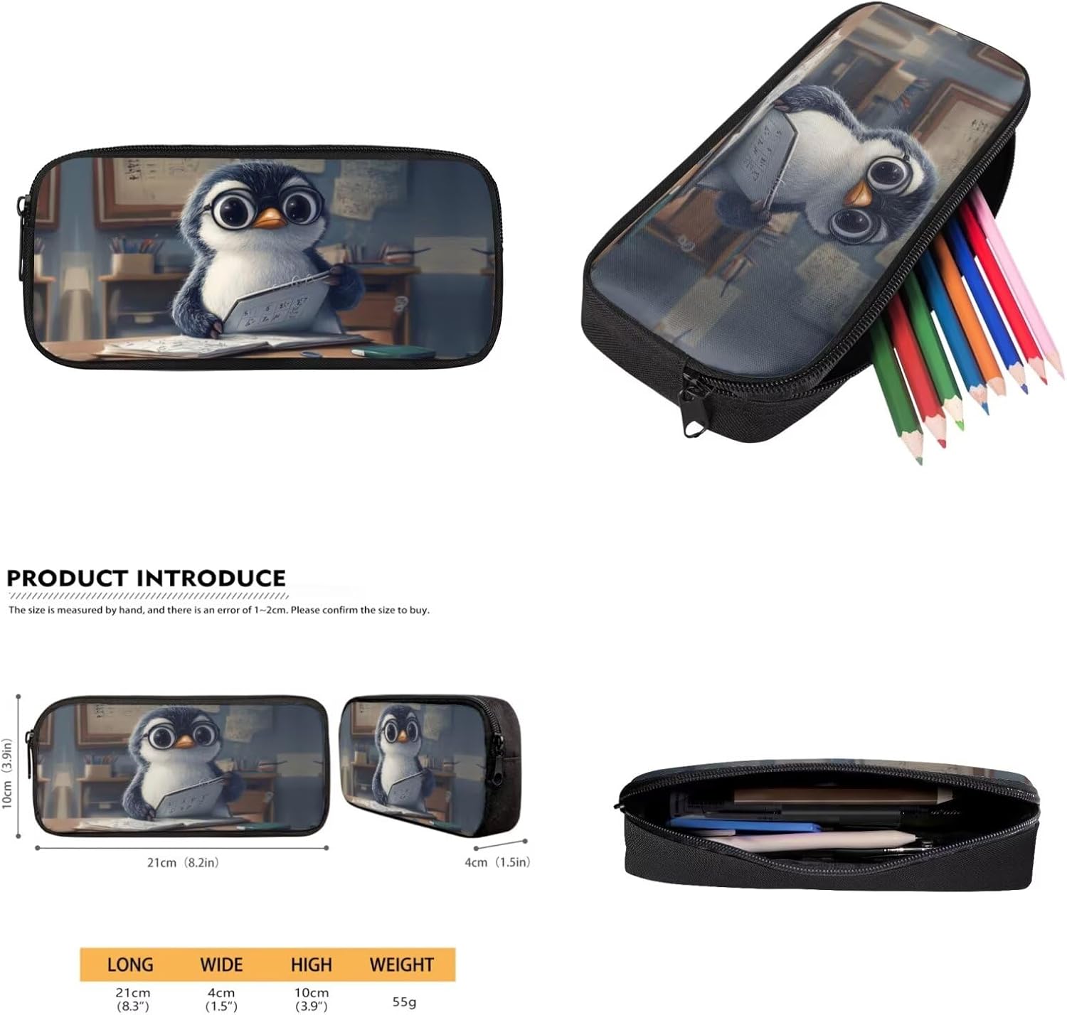 Glorowreny Penguin Backpack Kids Kawaii Animal Girls Bookbag Age 10-12 Lightweight Cute Insulated Lunch Bag Portable Water Bottle Sleeve with Strap 4 PCS Casual School Daycare Bags - Image 4