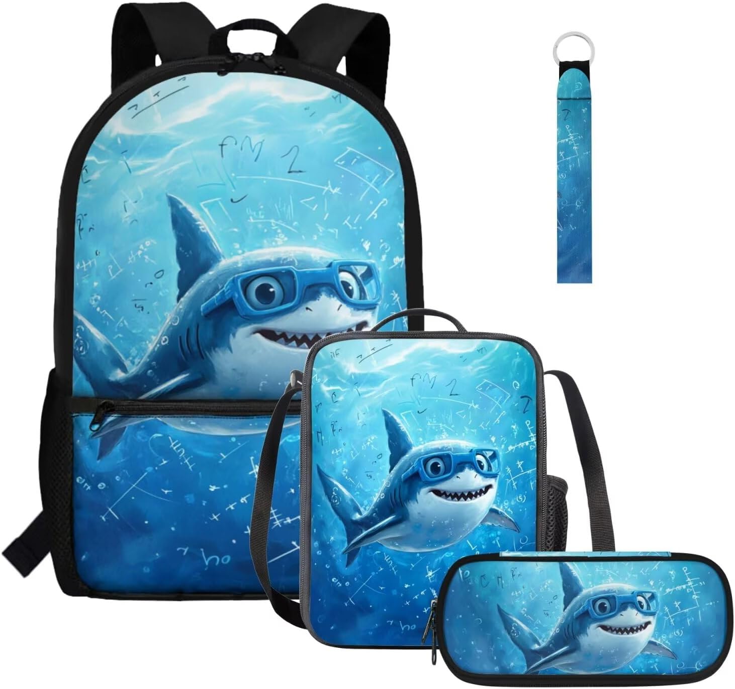 Glorowreny Seal Backpack for School Kids 10-12 Girls Large Capacity Bookbag for Teen Girls Set of 4 Lightwieght Girls Kids Lunch Bag with Strap Kawaii Kids Bookbag Keychains - Image 8