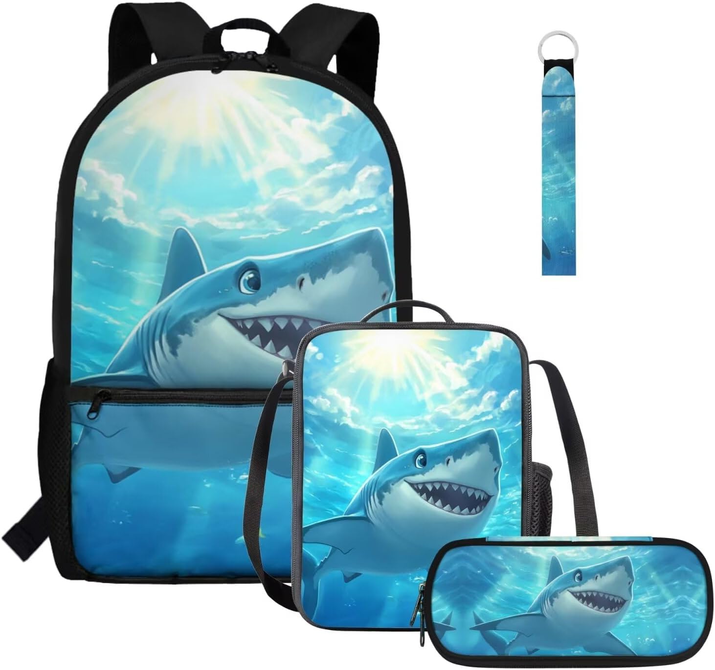 Glorowreny Seal Backpack for School Kids 10-12 Girls Large Capacity Bookbag for Teen Girls Set of 4 Lightwieght Girls Kids Lunch Bag with Strap Kawaii Kids Bookbag Keychains - Image 19