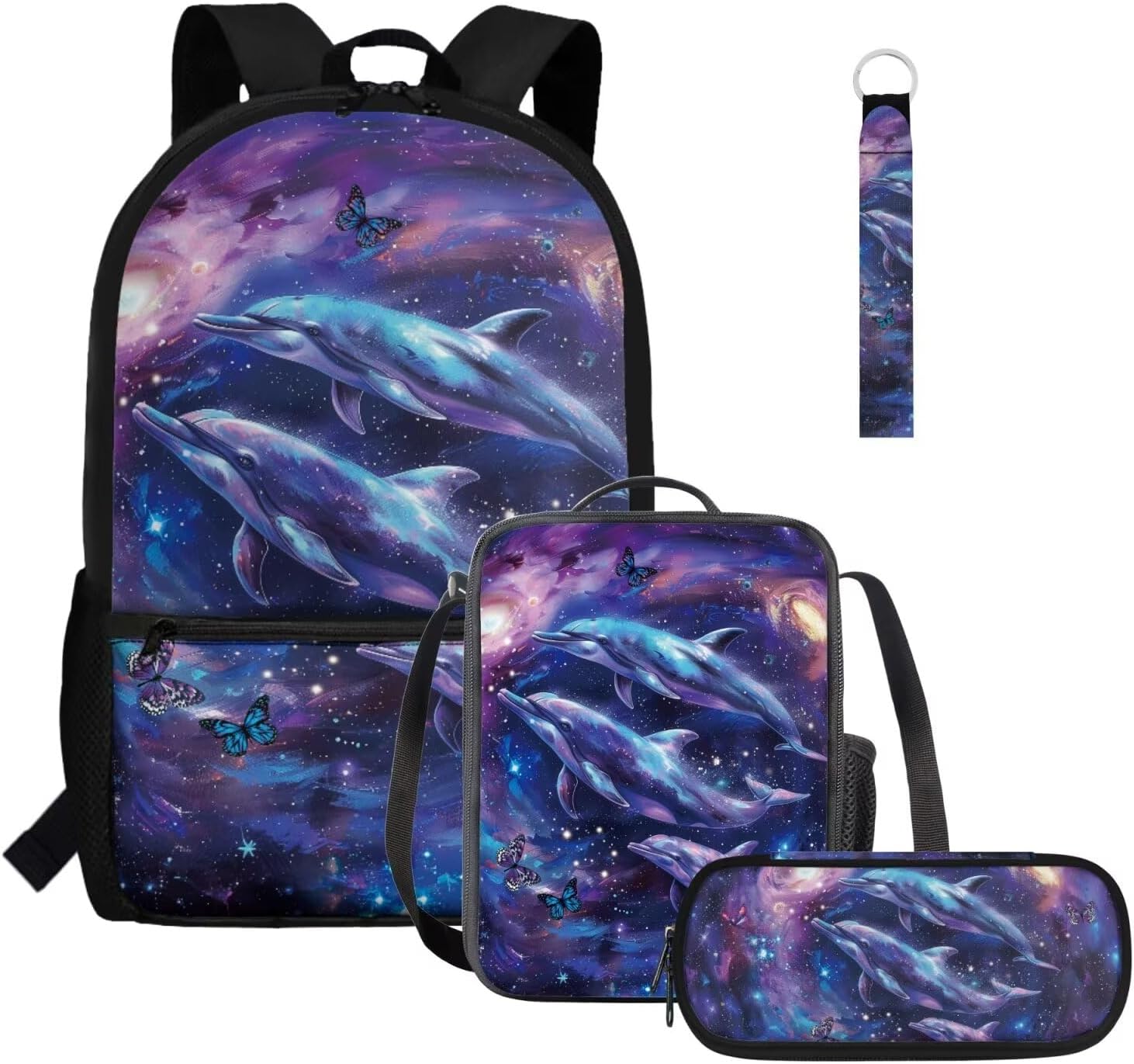 Glorowreny Seal Backpack for School Kids 10-12 Girls Large Capacity Bookbag for Teen Girls Set of 4 Lightwieght Girls Kids Lunch Bag with Strap Kawaii Kids Bookbag Keychains - Image 21