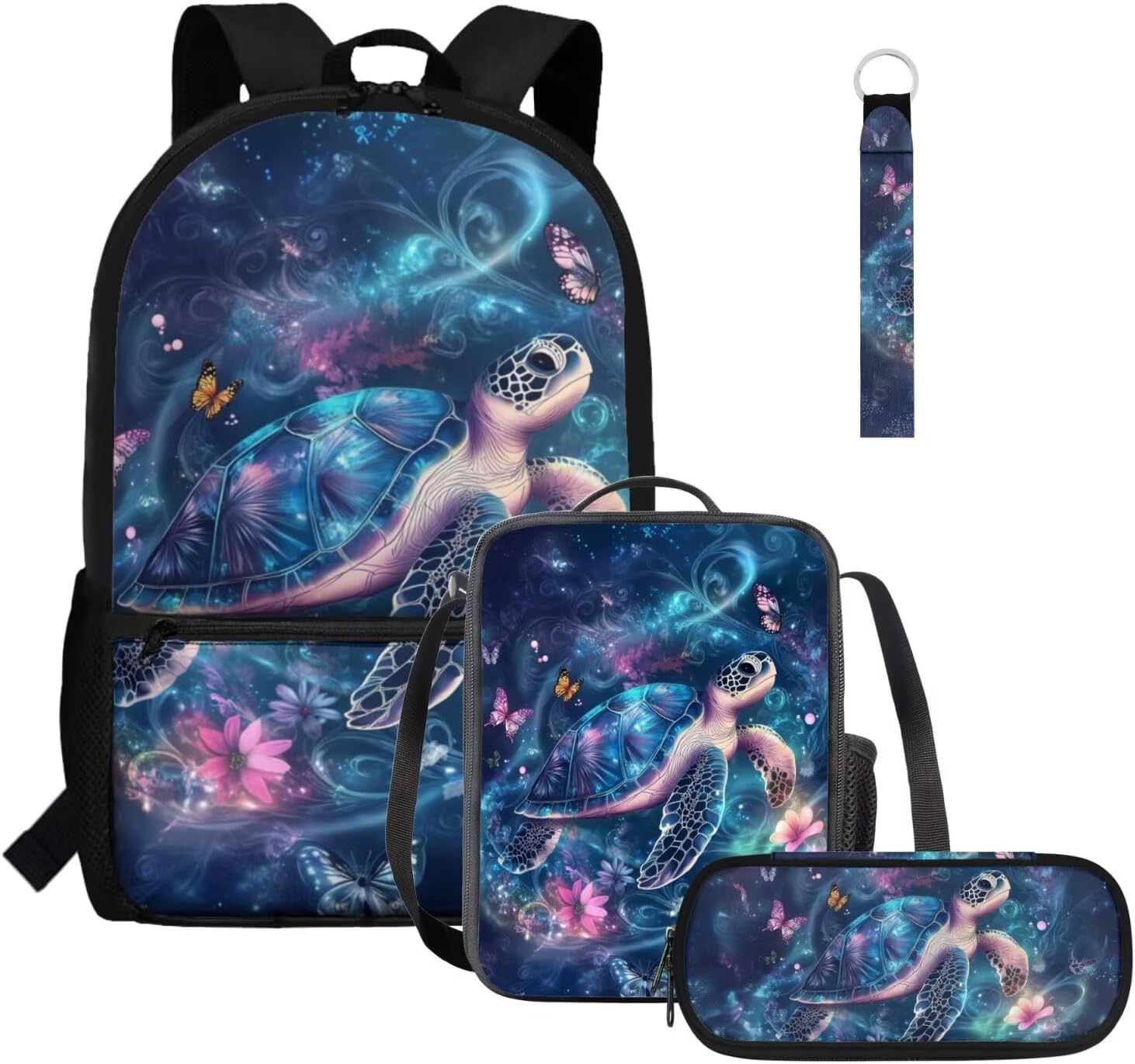 Glorowreny Seal Backpack for School Kids 10-12 Girls Large Capacity Bookbag for Teen Girls Set of 4 Lightwieght Girls Kids Lunch Bag with Strap Kawaii Kids Bookbag Keychains - Image 11