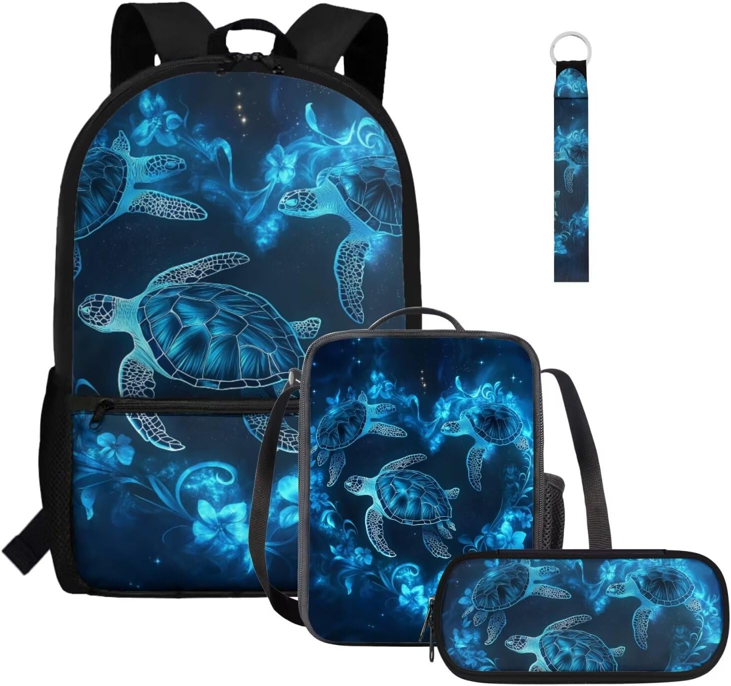 Glorowreny Seal Backpack for School Kids 10-12 Girls Large Capacity Bookbag for Teen Girls Set of 4 Lightwieght Girls Kids Lunch Bag with Strap Kawaii Kids Bookbag Keychains - Image 17