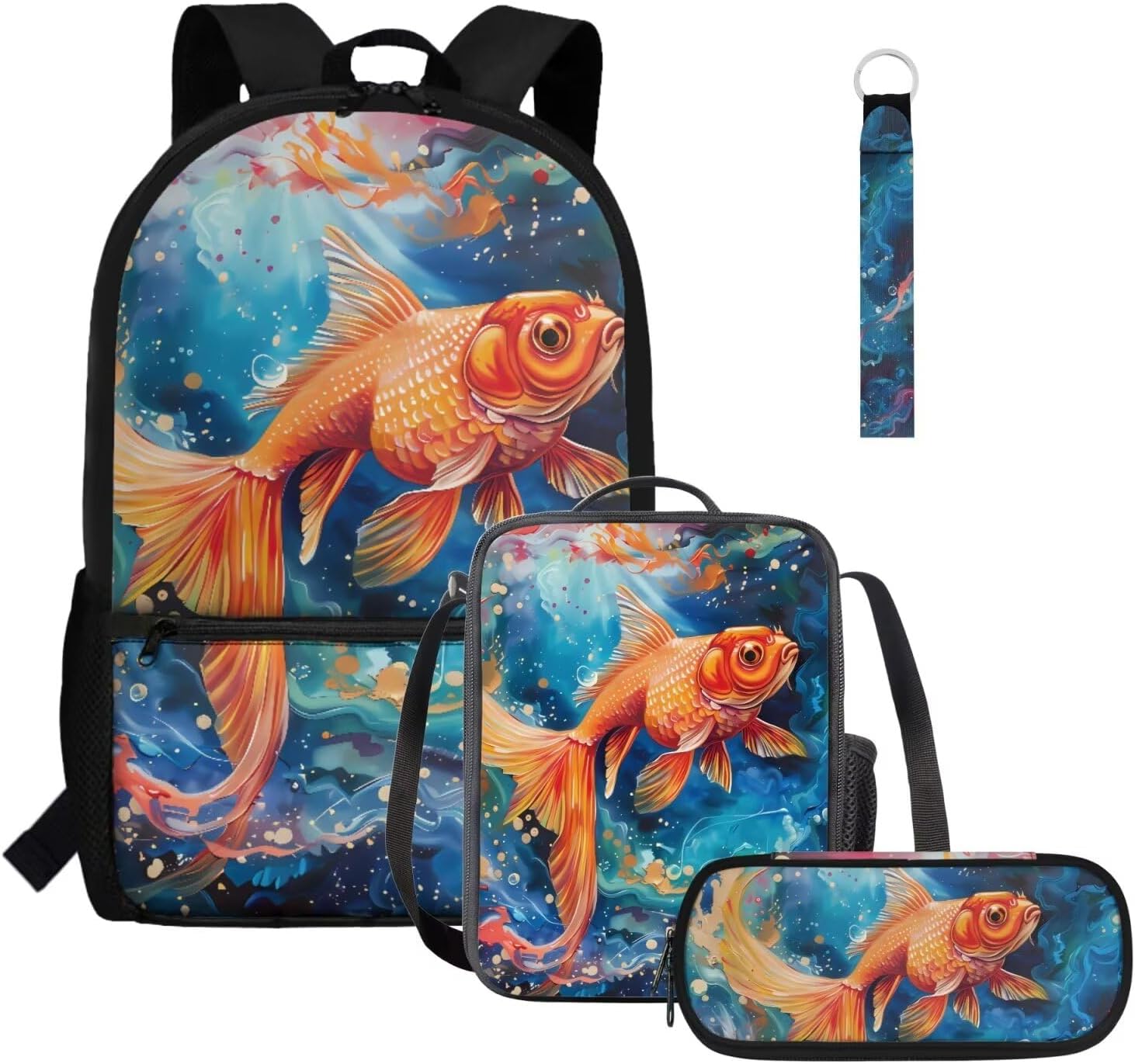 Glorowreny Seal Backpack for School Kids 10-12 Girls Large Capacity Bookbag for Teen Girls Set of 4 Lightwieght Girls Kids Lunch Bag with Strap Kawaii Kids Bookbag Keychains - Image 26