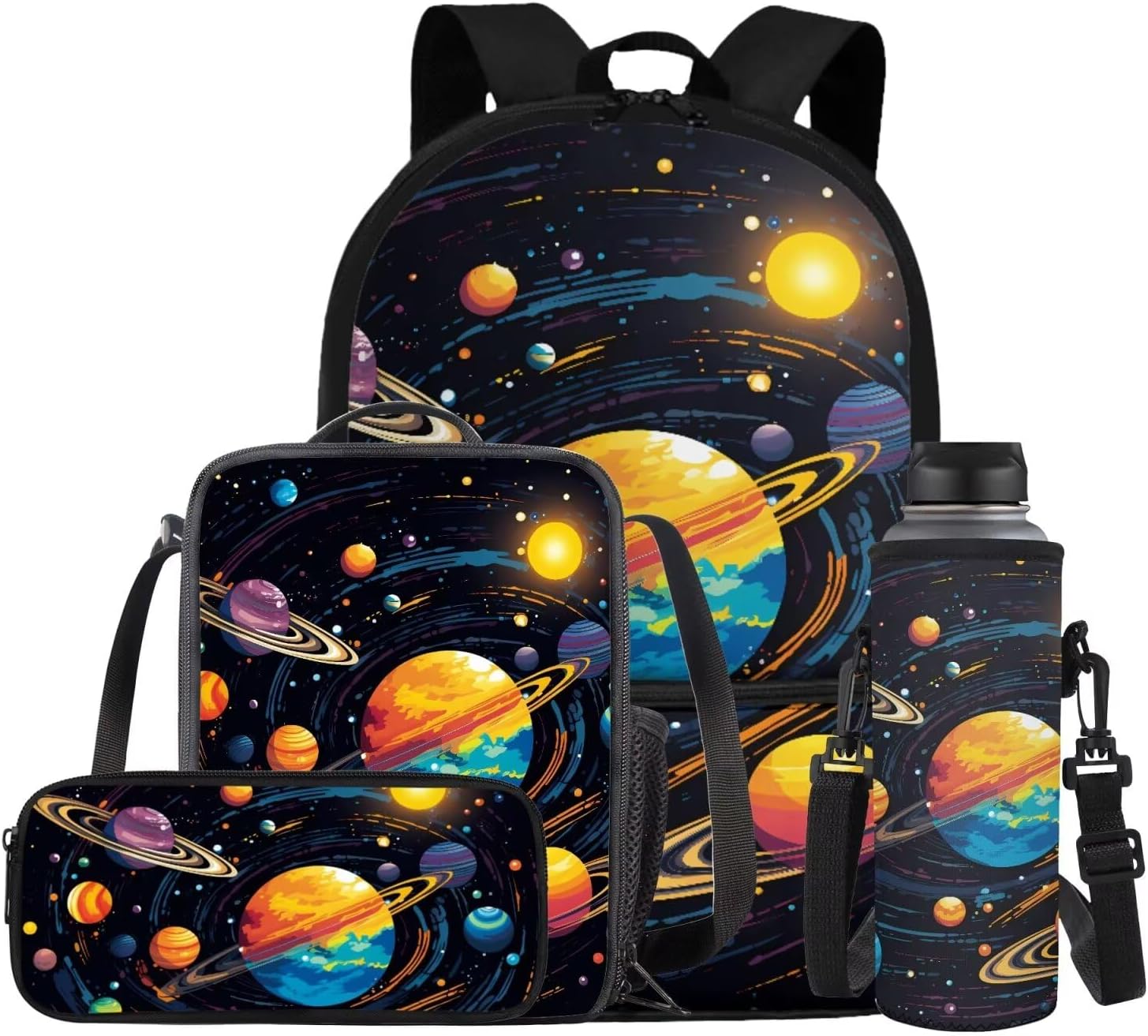 Glorowreny Sloth Backpacks for Girls Kawaii Strawberry Bookbag with Heart Print Insulated Lunch Bag for Kids Pink Set of 4 Lightweight Water Bottle Holder with Strap Casual Travel Daypack - Image 22