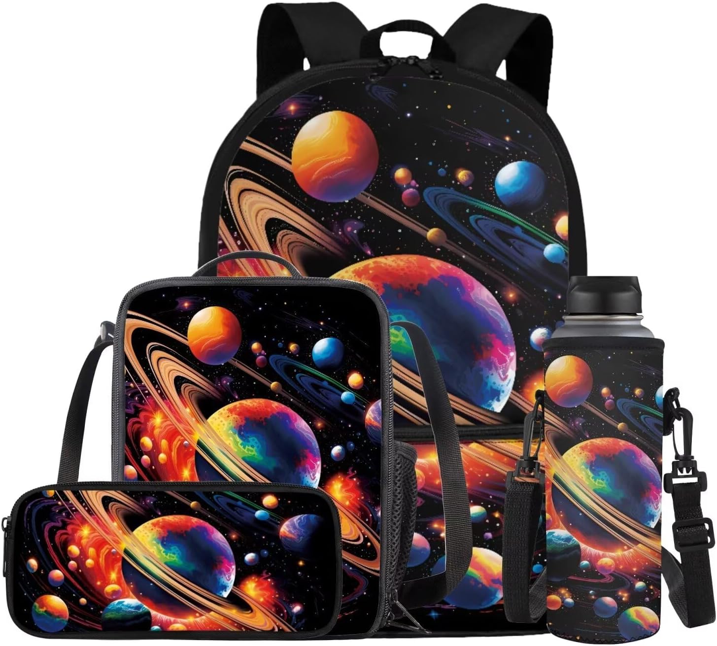 Glorowreny Sloth Backpacks for Girls Kawaii Strawberry Bookbag with Heart Print Insulated Lunch Bag for Kids Pink Set of 4 Lightweight Water Bottle Holder with Strap Casual Travel Daypack - Image 18