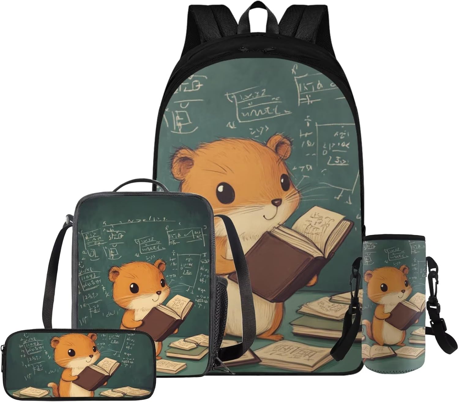 Glorowreny Squirrel Backpacks for Girls Personalized Kawaii Insulated Lunch Bag for Kids 4 in 1 Lightweight Pencil Case17 Inch Large Capacity School Knapsack for Students - Image 10