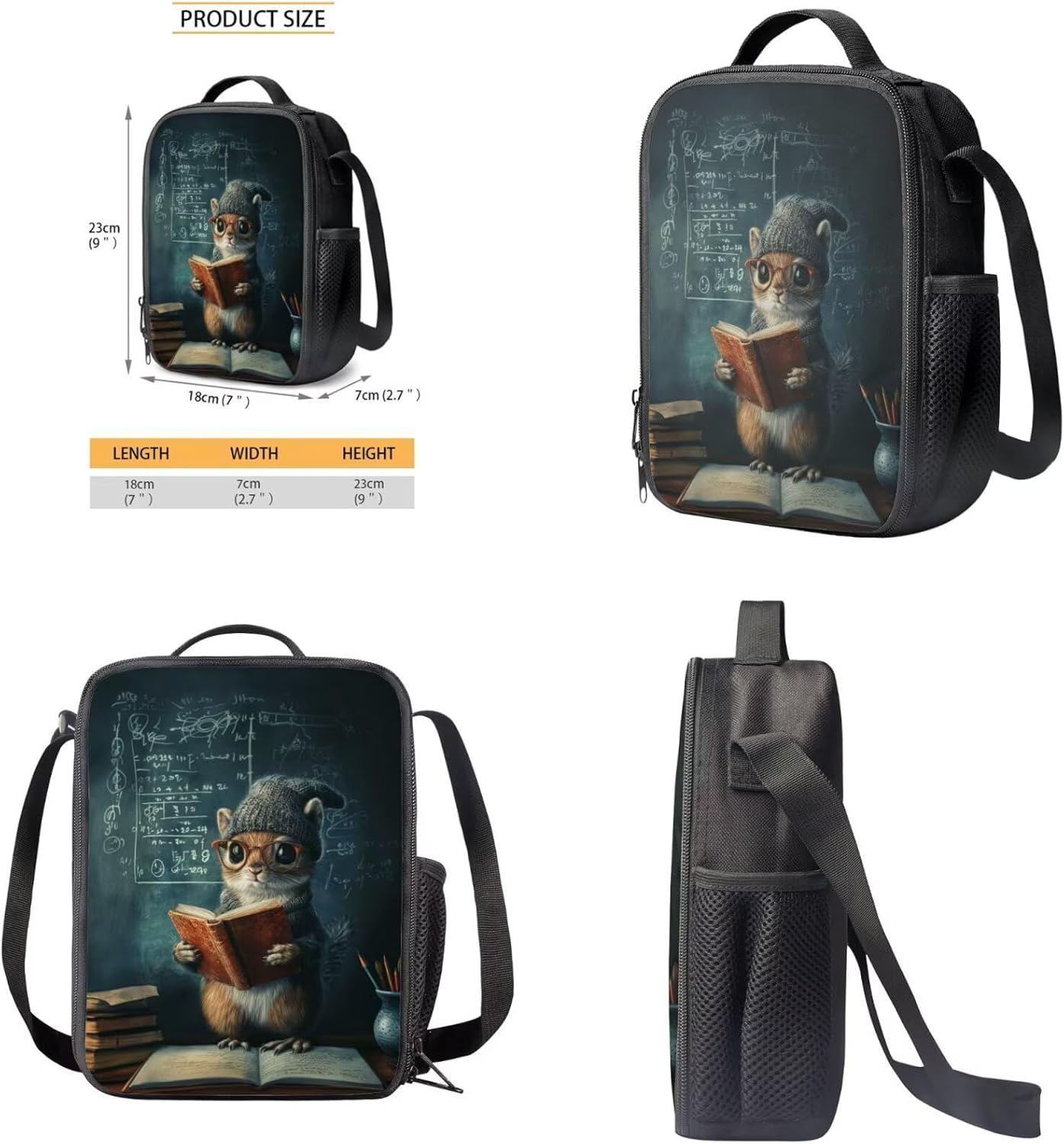 Glorowreny Squirrel Backpacks for Girls Personalized Kawaii Insulated Lunch Bag for Kids 4 in 1 Lightweight Pencil Case17 Inch Large Capacity School Knapsack for Students - Image 5