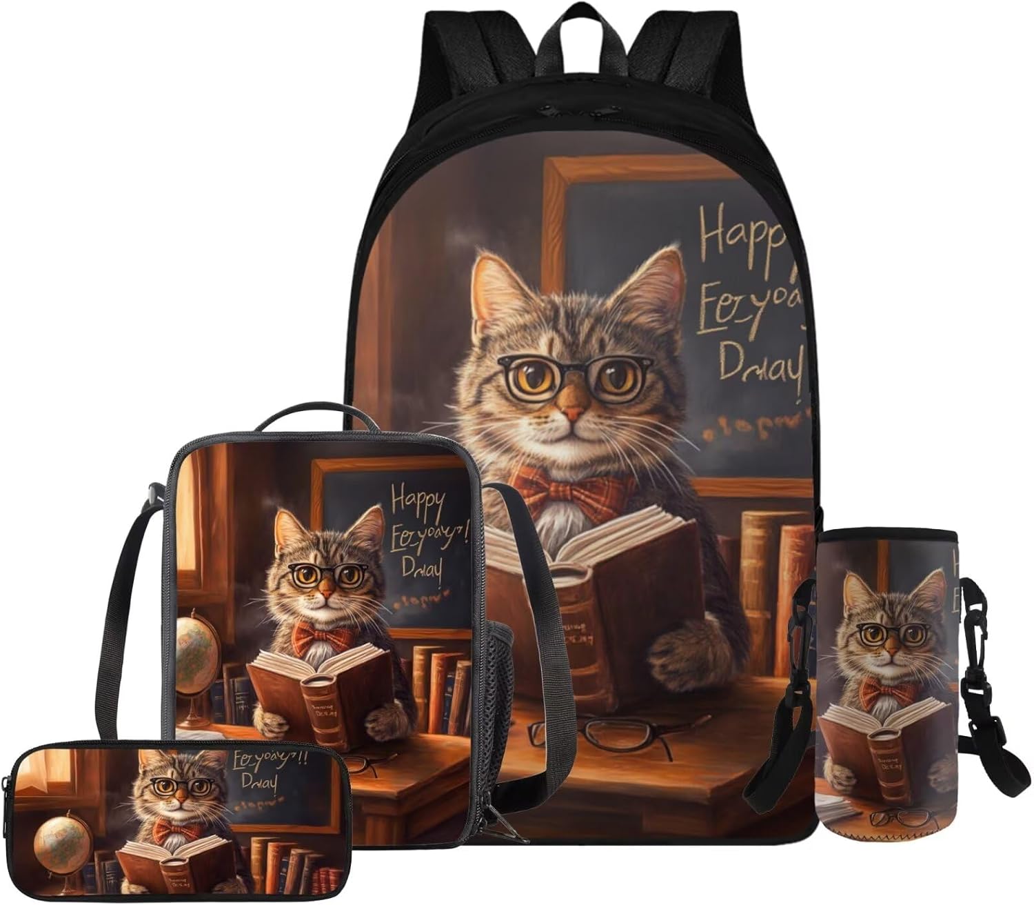 Glorowreny Squirrel Backpacks for Girls Personalized Kawaii Insulated Lunch Bag for Kids 4 in 1 Lightweight Pencil Case17 Inch Large Capacity School Knapsack for Students - Image 25