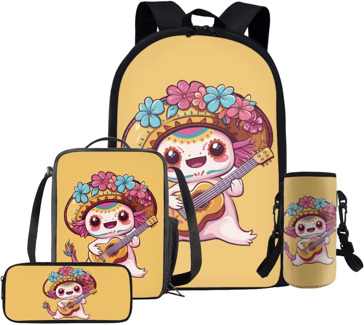 Glorowreny Squirrel Backpacks for Girls Personalized Kawaii Insulated Lunch Bag for Kids 4 in 1 Lightweight Pencil Case17 Inch Large Capacity School Knapsack for Students - Image 12