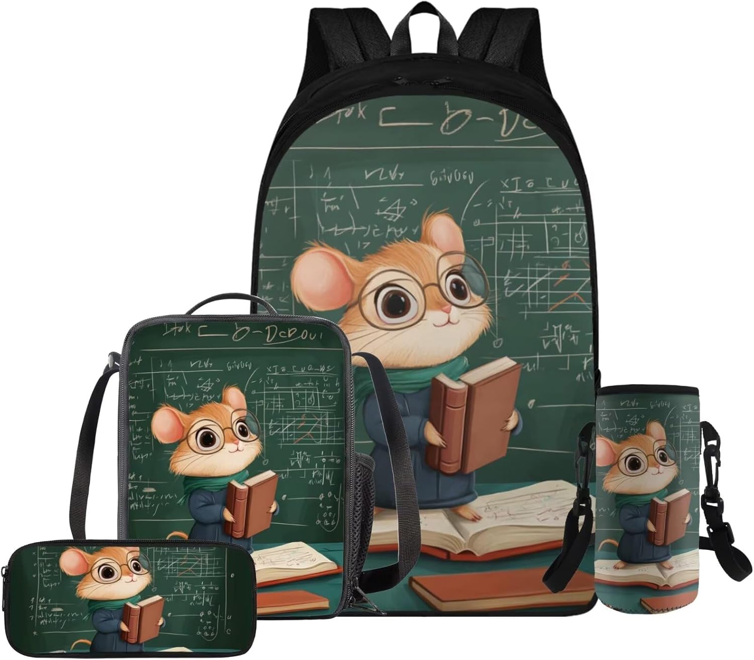 Glorowreny Squirrel Backpacks for Girls Personalized Kawaii Insulated Lunch Bag for Kids 4 in 1 Lightweight Pencil Case17 Inch Large Capacity School Knapsack for Students - Image 17