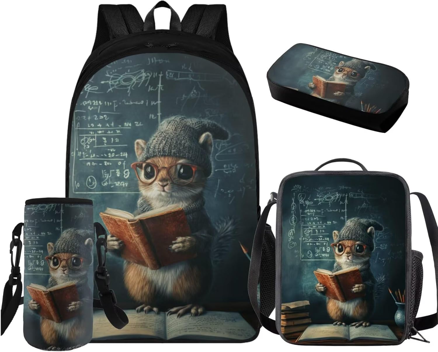 Glorowreny Squirrel Backpacks for Girls Personalized Kawaii Insulated Lunch Bag for Kids 4 in 1 Lightweight Pencil Case17 Inch Large Capacity School Knapsack for Students - Image 3