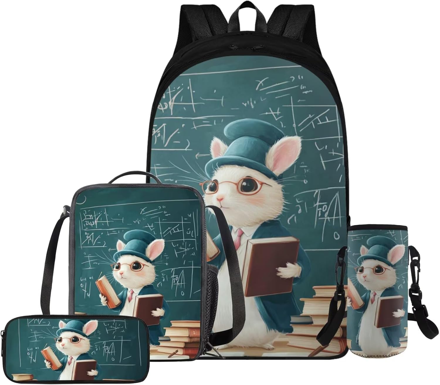 Glorowreny Squirrel Backpacks for Girls Personalized Kawaii Insulated Lunch Bag for Kids 4 in 1 Lightweight Pencil Case17 Inch Large Capacity School Knapsack for Students - Image 15