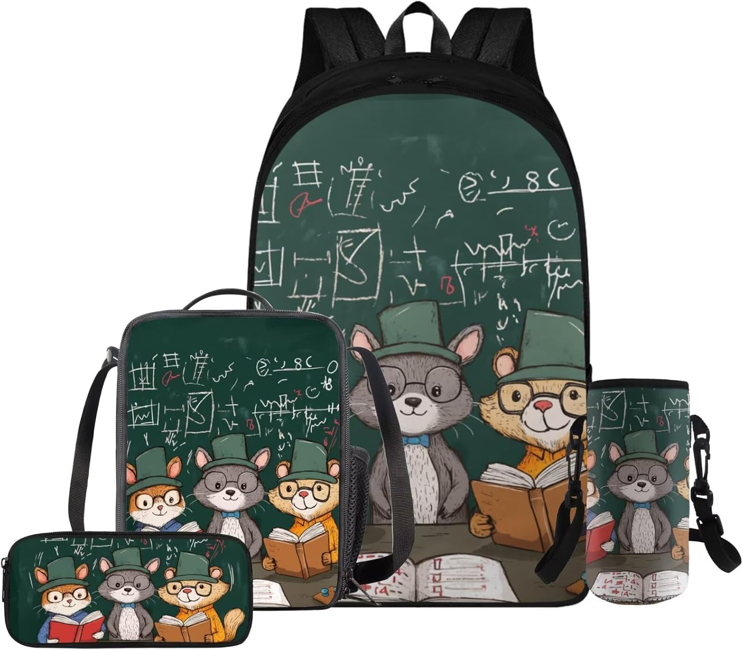 Glorowreny Squirrel Backpacks for Girls Personalized Kawaii Insulated Lunch Bag for Kids 4 in 1 Lightweight Pencil Case17 Inch Large Capacity School Knapsack for Students - Image 16