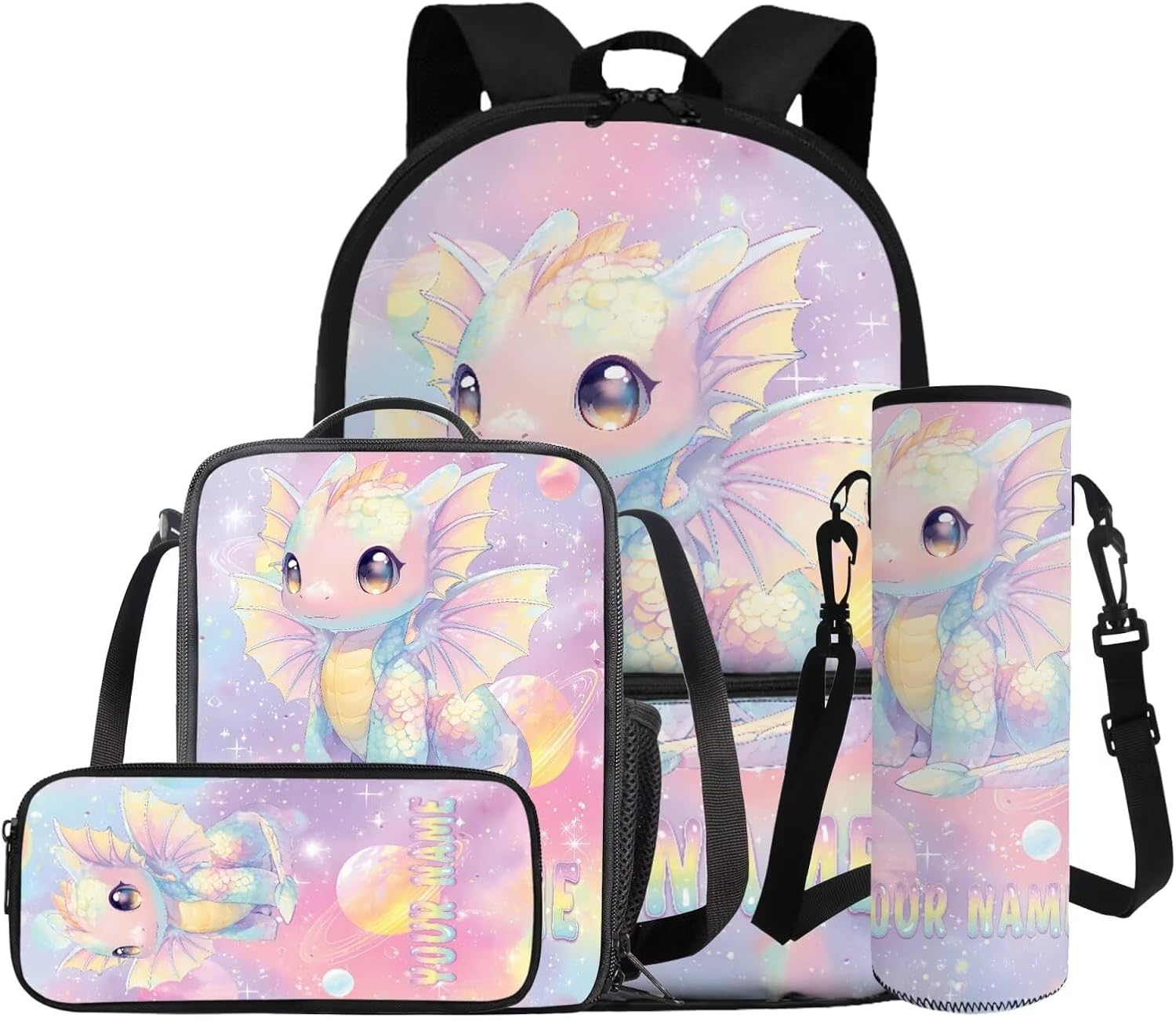 Gomyblomy Custom Milk Tea Cat Backpack with Name for Girls 6-8 Kawaii Personalized Kids Bookbag with Lunch Box Pencil Case Water Bottle Sleeve 4 In 1 Set Lightweight 17 Inch Kids School Bag - Image 24