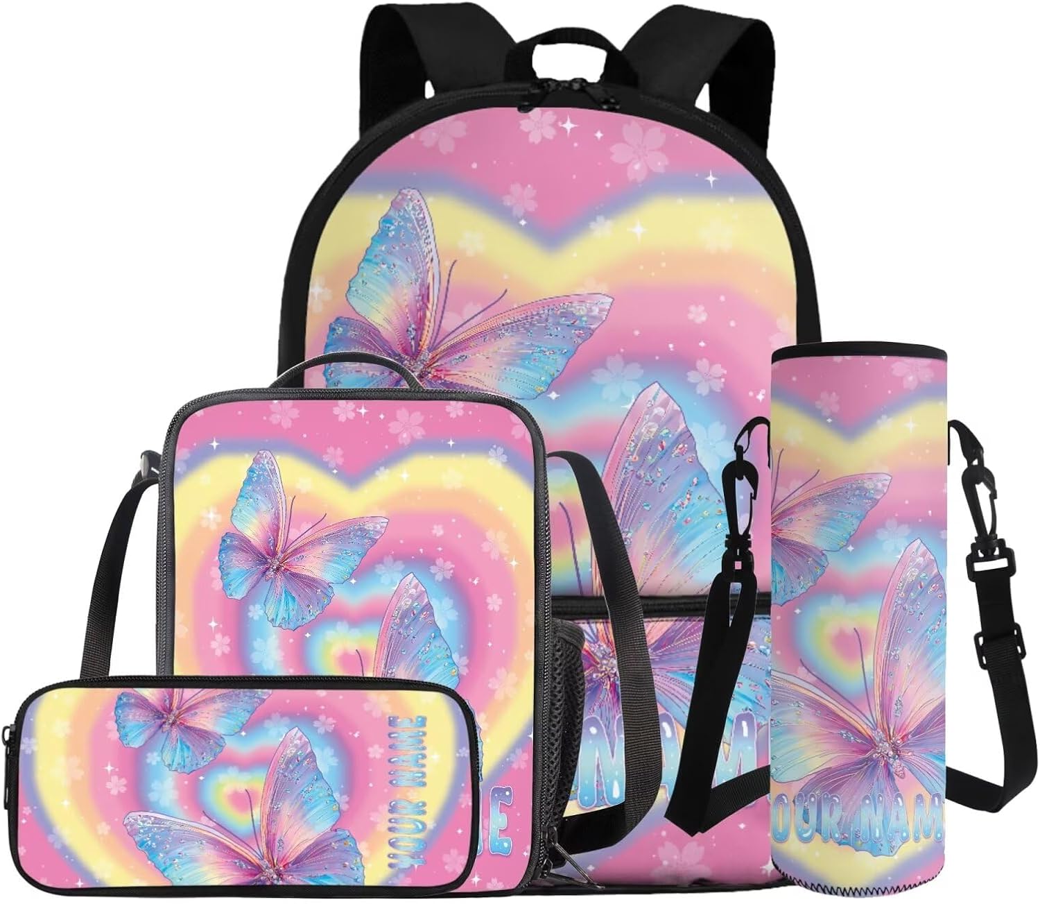 Gomyblomy Custom Milk Tea Cat Backpack with Name for Girls 6-8 Kawaii Personalized Kids Bookbag with Lunch Box Pencil Case Water Bottle Sleeve 4 In 1 Set Lightweight 17 Inch Kids School Bag - Image 13