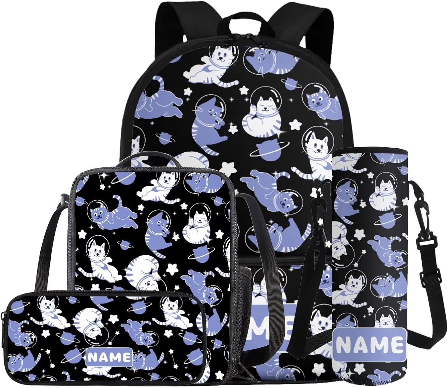 Gomyblomy Custom Milk Tea Cat Backpack with Name for Girls 6-8 Kawaii Personalized Kids Bookbag with Lunch Box Pencil Case Water Bottle Sleeve 4 In 1 Set Lightweight 17 Inch Kids School Bag - Image 17