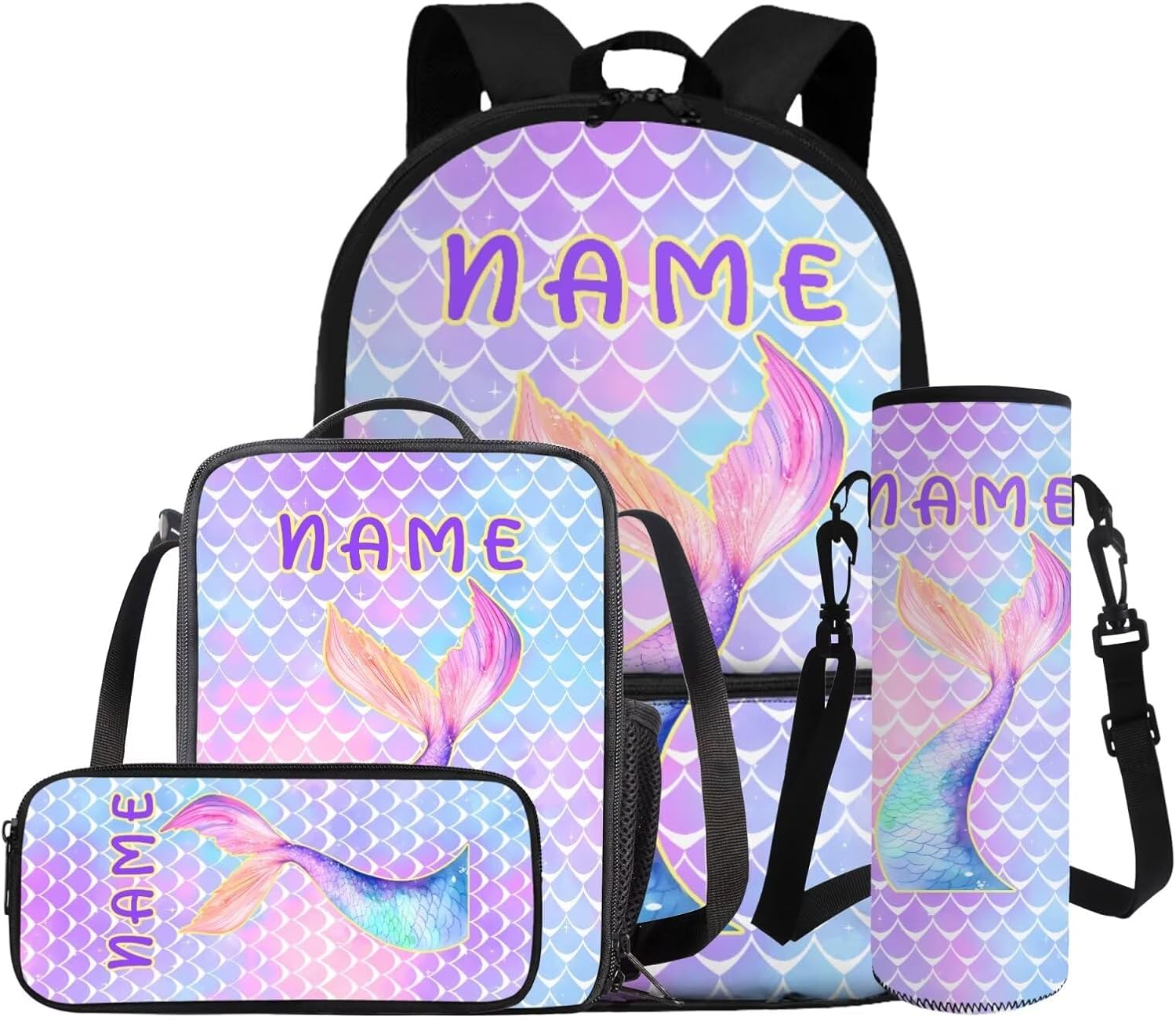 Gomyblomy Custom Milk Tea Cat Backpack with Name for Girls 6-8 Kawaii Personalized Kids Bookbag with Lunch Box Pencil Case Water Bottle Sleeve 4 In 1 Set Lightweight 17 Inch Kids School Bag - Image 14