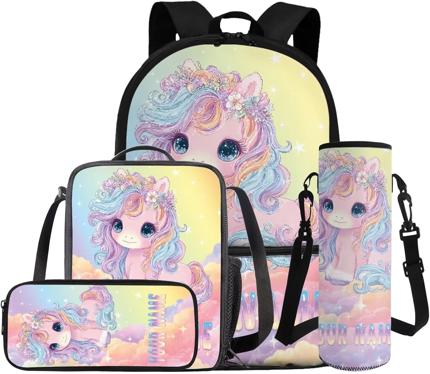 Gomyblomy Custom Milk Tea Cat Backpack with Name for Girls 6-8 Kawaii Personalized Kids Bookbag with Lunch Box Pencil Case Water Bottle Sleeve 4 In 1 Set Lightweight 17 Inch Kids School Bag - Image 22