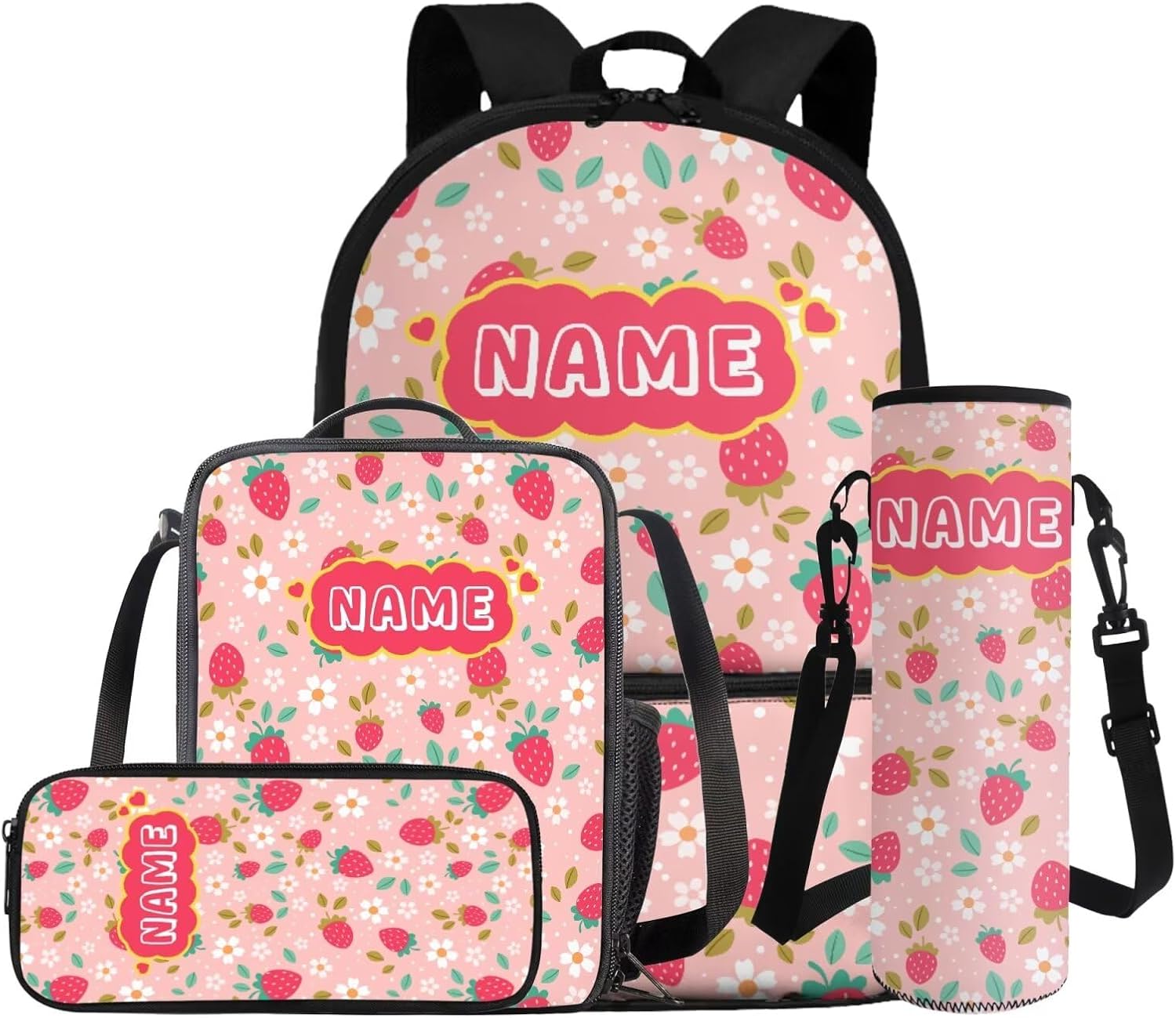 Gomyblomy Custom Milk Tea Cat Backpack with Name for Girls 6-8 Kawaii Personalized Kids Bookbag with Lunch Box Pencil Case Water Bottle Sleeve 4 In 1 Set Lightweight 17 Inch Kids School Bag - Image 23