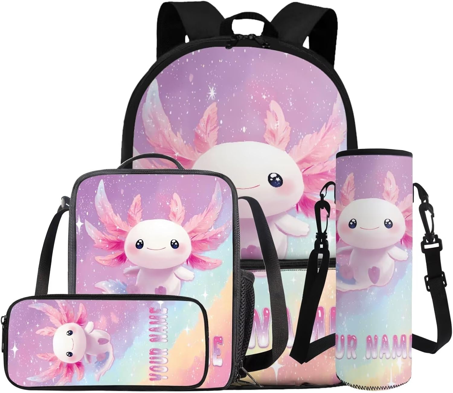 Gomyblomy Custom Milk Tea Cat Backpack with Name for Girls 6-8 Kawaii Personalized Kids Bookbag with Lunch Box Pencil Case Water Bottle Sleeve 4 In 1 Set Lightweight 17 Inch Kids School Bag - Image 21