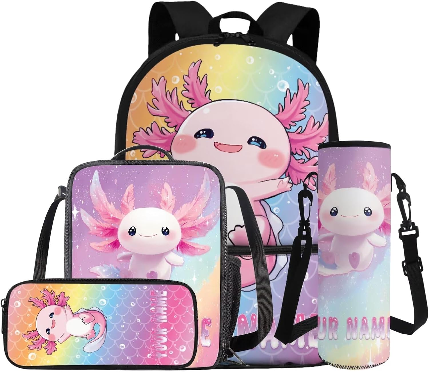 Gomyblomy Custom Milk Tea Cat Backpack with Name for Girls 6-8 Kawaii Personalized Kids Bookbag with Lunch Box Pencil Case Water Bottle Sleeve 4 In 1 Set Lightweight 17 Inch Kids School Bag - Image 18