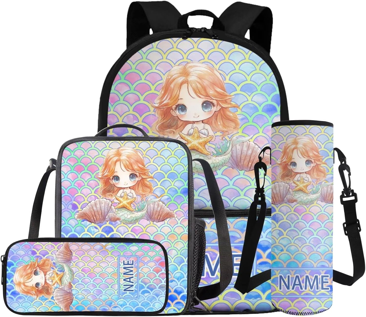 Gomyblomy Custom Milk Tea Cat Backpack with Name for Girls 6-8 Kawaii Personalized Kids Bookbag with Lunch Box Pencil Case Water Bottle Sleeve 4 In 1 Set Lightweight 17 Inch Kids School Bag - Image 11
