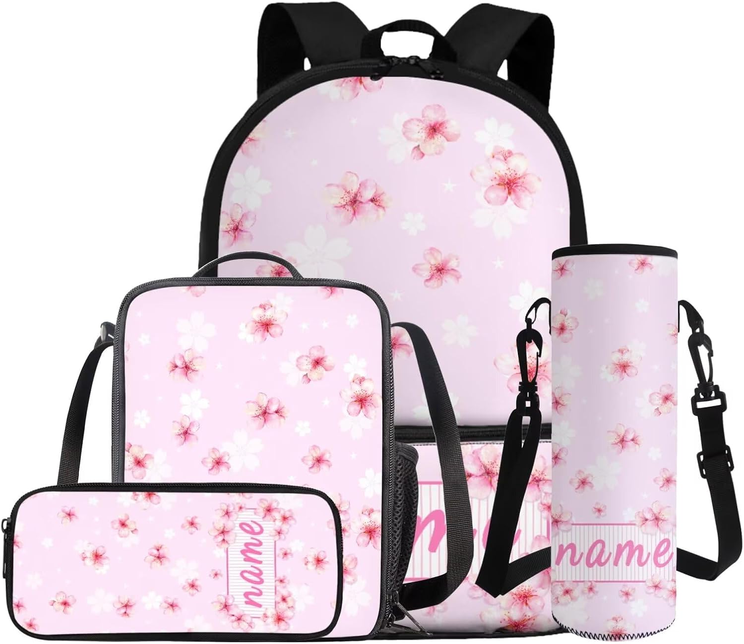 Gomyblomy Custom Milk Tea Cat Backpack with Name for Girls 6-8 Kawaii Personalized Kids Bookbag with Lunch Box Pencil Case Water Bottle Sleeve 4 In 1 Set Lightweight 17 Inch Kids School Bag - Image 10