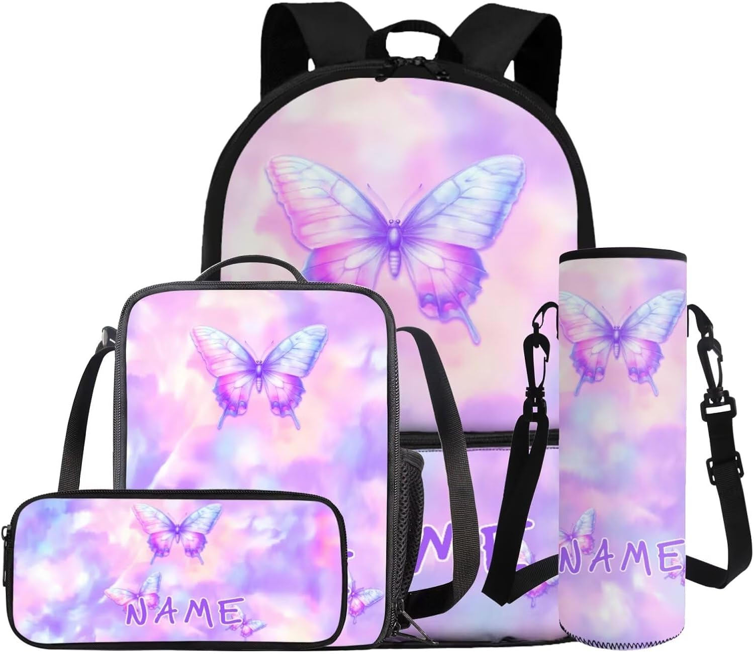 Gomyblomy Custom Milk Tea Cat Backpack with Name for Girls 6-8 Kawaii Personalized Kids Bookbag with Lunch Box Pencil Case Water Bottle Sleeve 4 In 1 Set Lightweight 17 Inch Kids School Bag - Image 12