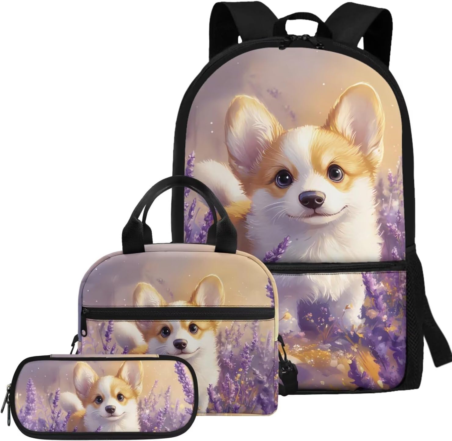 Gomyblomy Cute Dachshund School Backpack for Girls 8-10 Kawaii Paw Print Kids Bookbag with Lunch Bag Pencil Case 3 in1 Set Back to School Supplies for Kids Teens School Bags 17 Inch - Image 12