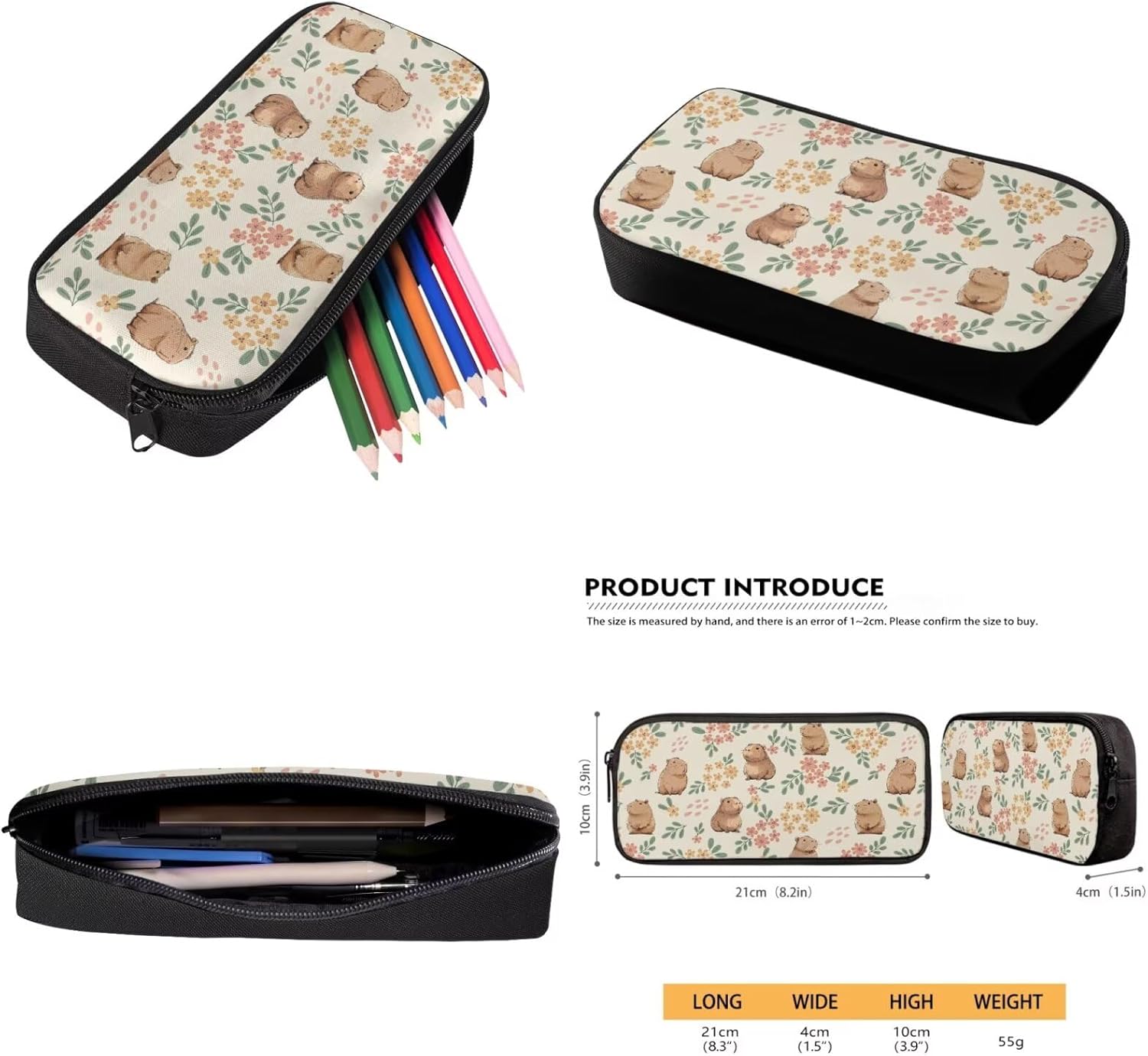 Gomyblomy Floral Capybara Backpack with Lunchbox for Girls 6-8 8-10 Kawaii School Bag for Girls with Lunch Box 4 Piece Kids Bookbag Set for Elementary Lightweight 17 Inch Travel Knapsack - Image 7