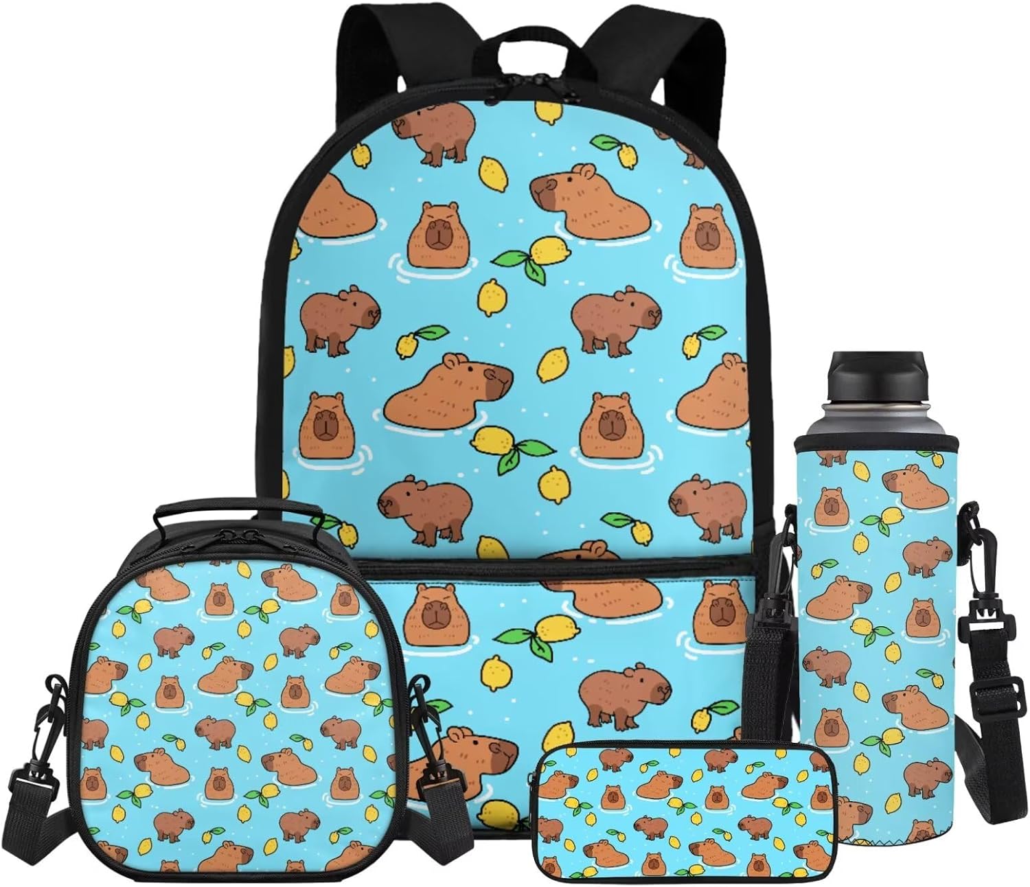 Gomyblomy Floral Capybara Backpack with Lunchbox for Girls 6-8 8-10 Kawaii School Bag for Girls with Lunch Box 4 Piece Kids Bookbag Set for Elementary Lightweight 17 Inch Travel Knapsack - Image 32