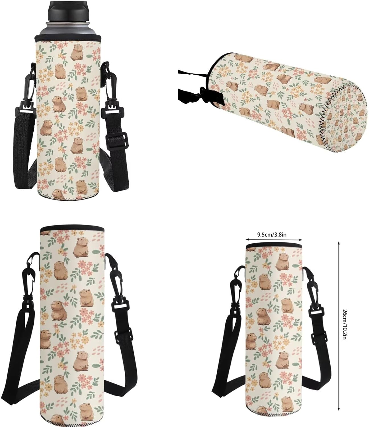 Gomyblomy Floral Capybara Backpack with Lunchbox for Girls 6-8 8-10 Kawaii School Bag for Girls with Lunch Box 4 Piece Kids Bookbag Set for Elementary Lightweight 17 Inch Travel Knapsack - Image 8