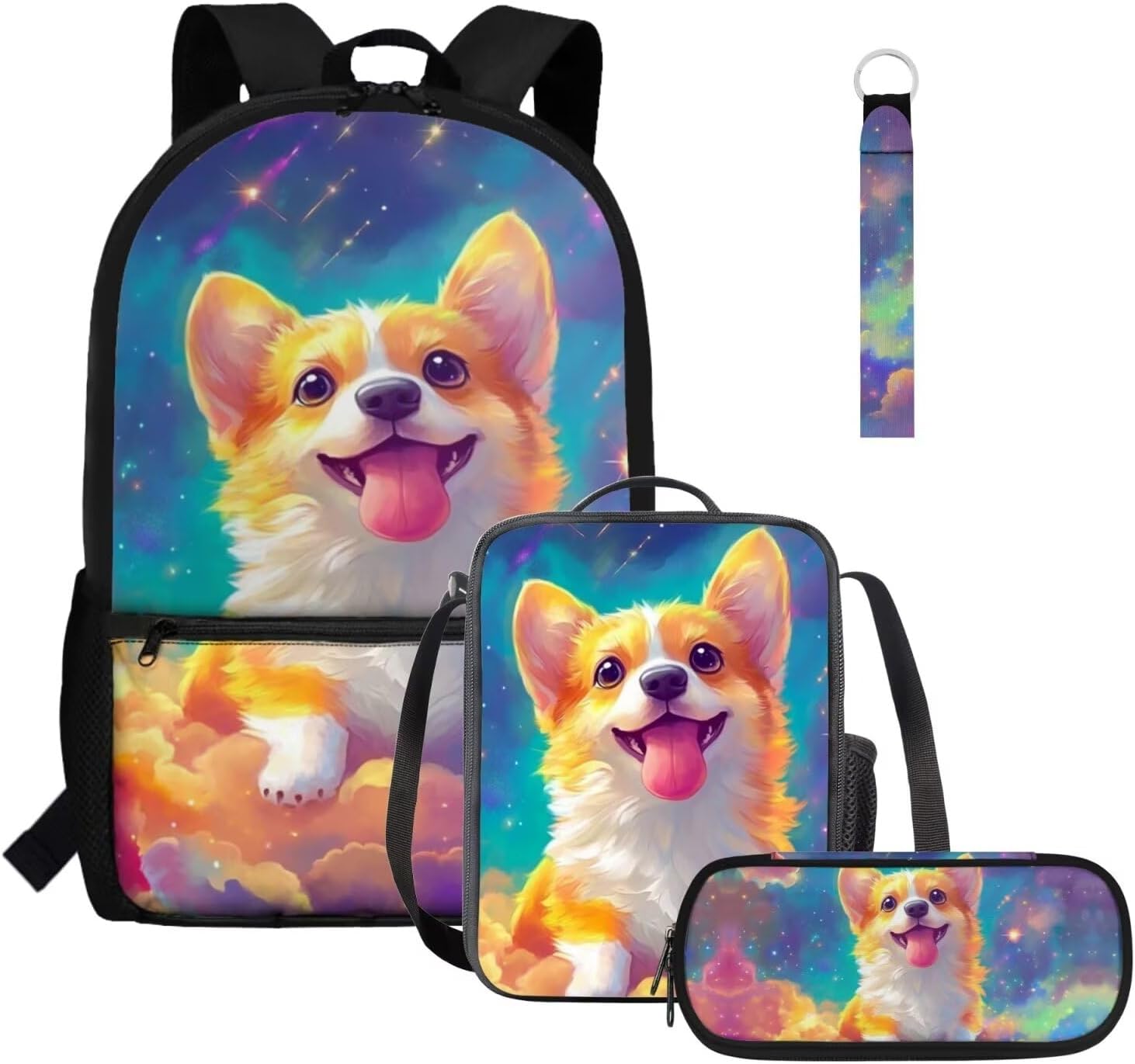 Gomyblomy Highland Cow Lamb Bookbag for Girls 6-8 8-10 Kawaii Kids Boys Backpack with Lunch Box Keychain Pencil Case Cute School Bag Set of 4 Pcs for Kindergarten Elementary Students Rucksack - Image 10