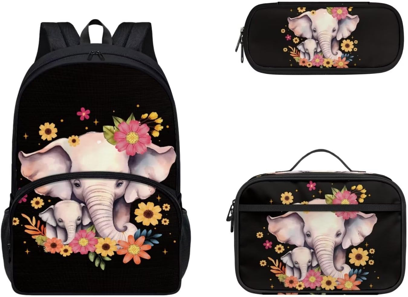 Gomyblomy Kawaii Axolotl School Backpack for Girls Pink Floral Backpack with Lunch Bag Set Cute Pencil Case for Teen Girls Preschool Kindergarten Elementary School Bags 3 IN 1 Set - Image 20