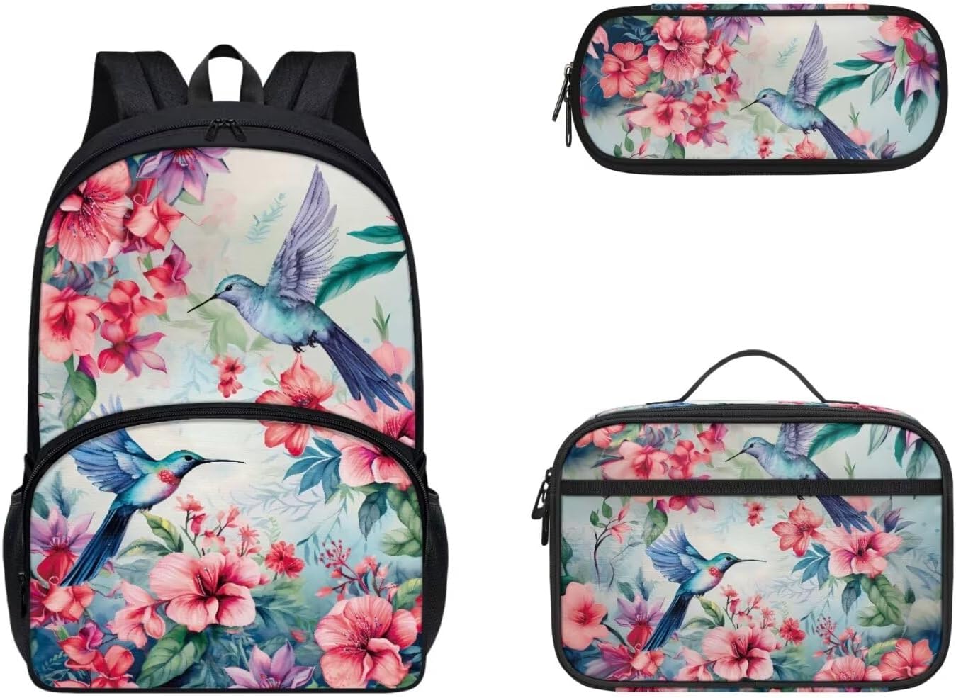 Gomyblomy Kawaii Axolotl School Backpack for Girls Pink Floral Backpack with Lunch Bag Set Cute Pencil Case for Teen Girls Preschool Kindergarten Elementary School Bags 3 IN 1 Set - Image 23